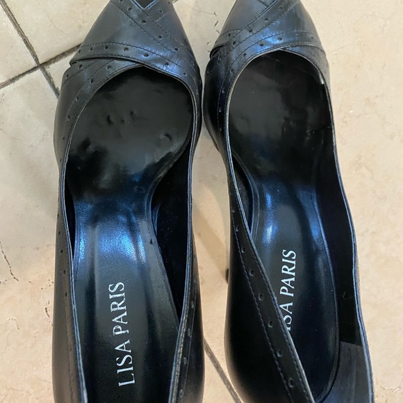 Lisa Paris Black Peep Toe Platform Pump size 8 - Picture 3 of 7
